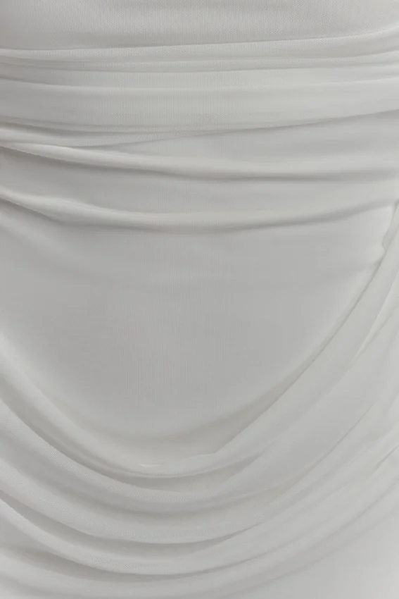 Gabrielle Slinky And Mesh Maxi Dress – White Gabrielle Slinky And Mesh Maxi Dress – White