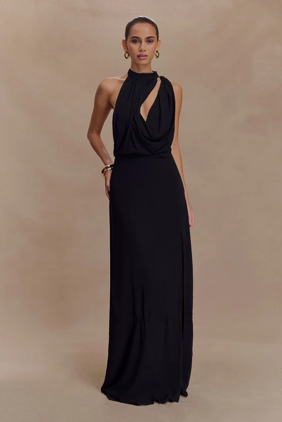 Galia Cowl Neck Maxi Dress – Black Galia Cowl Neck Maxi Dress – Black