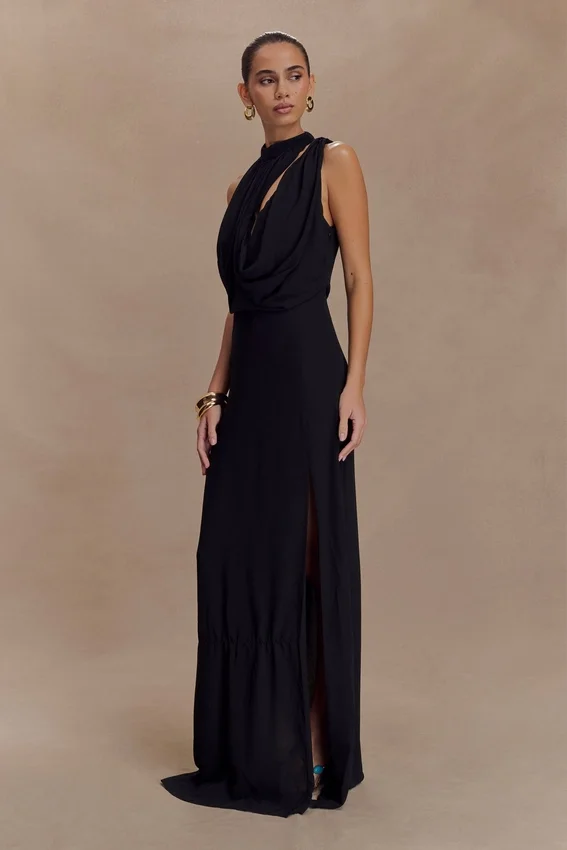 Galia Cowl Neck Maxi Dress – Black Galia Cowl Neck Maxi Dress – Black