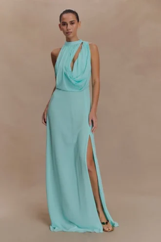 Galia Cowl Neck Maxi Dress – Lagoon
