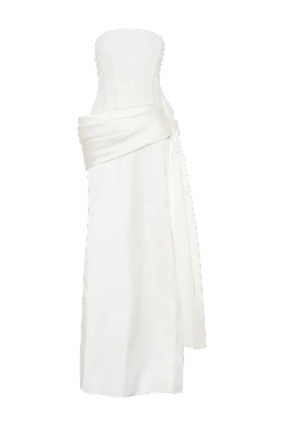 Galia Satin Corset Gown – White Galia Satin Corset Gown – White