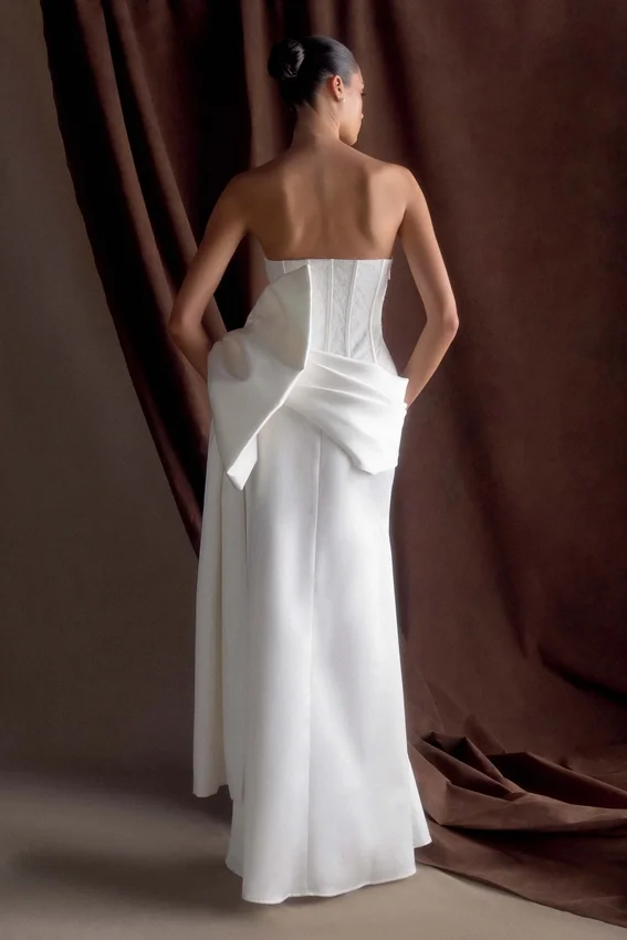 Galia Satin Corset Gown – White Galia Satin Corset Gown – White