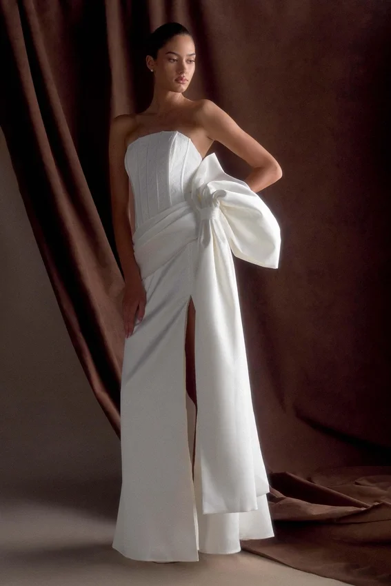 Galia Satin Corset Gown – White Galia Satin Corset Gown – White