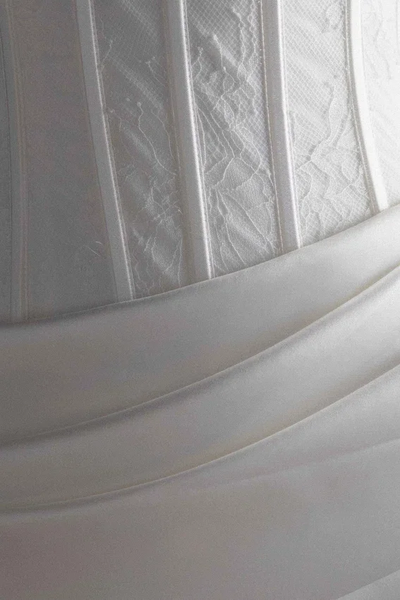 Galia Satin Corset Gown – White Galia Satin Corset Gown – White