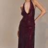 Genie Diamante Halter Midi Dress – Mahogany Genie Diamante Halter Midi Dress – Mahogany