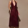 Genie Diamante Halter Midi Dress – Mahogany Genie Diamante Halter Midi Dress – Mahogany