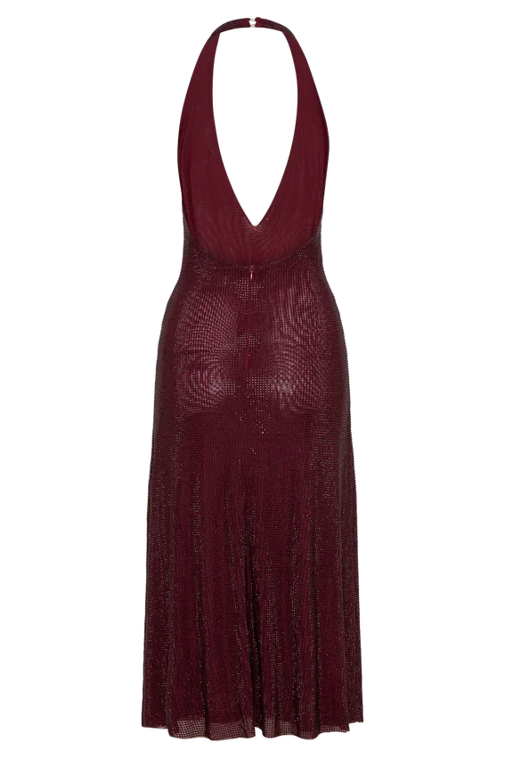 Genie Diamante Halter Midi Dress – Mahogany Genie Diamante Halter Midi Dress – Mahogany