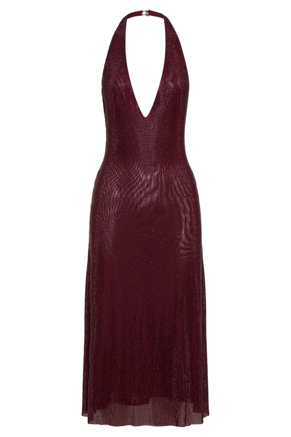 Genie Diamante Halter Midi Dress – Mahogany Genie Diamante Halter Midi Dress – Mahogany