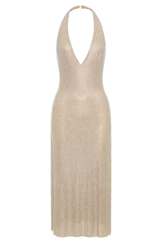 Genie Diamante Halter Midi Dress – Nude Genie Diamante Halter Midi Dress – Nude
