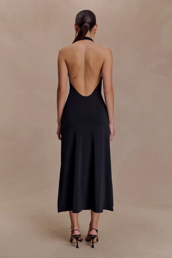 Genie Slinky Halter Midi Dress – Black Genie Slinky Halter Midi Dress – Black