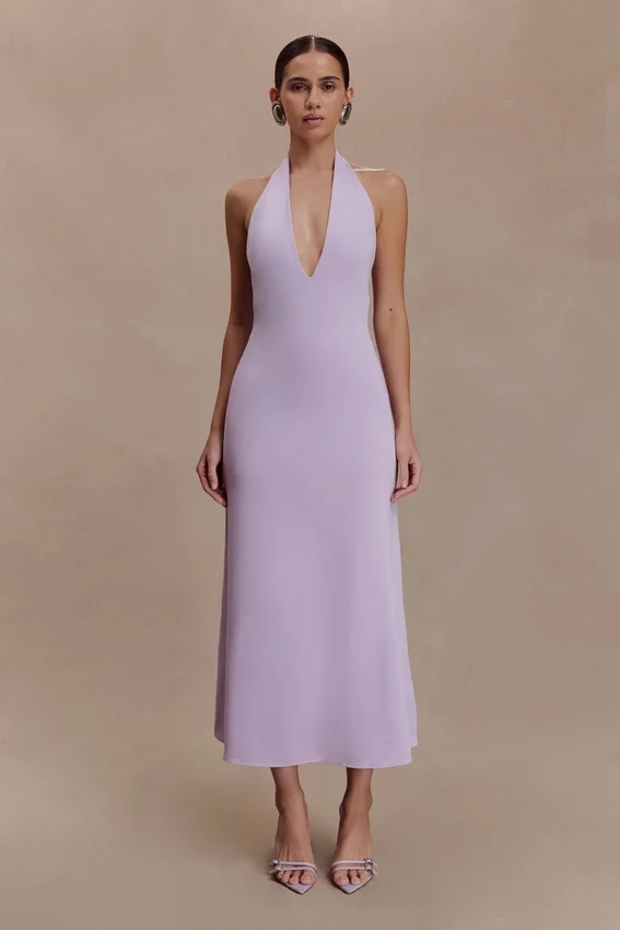 Genie Slinky Halter Midi Dress – Lilac Genie Slinky Halter Midi Dress – Lilac