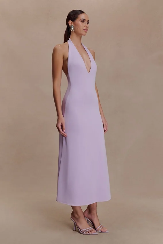 Genie Slinky Halter Midi Dress – Lilac Genie Slinky Halter Midi Dress – Lilac
