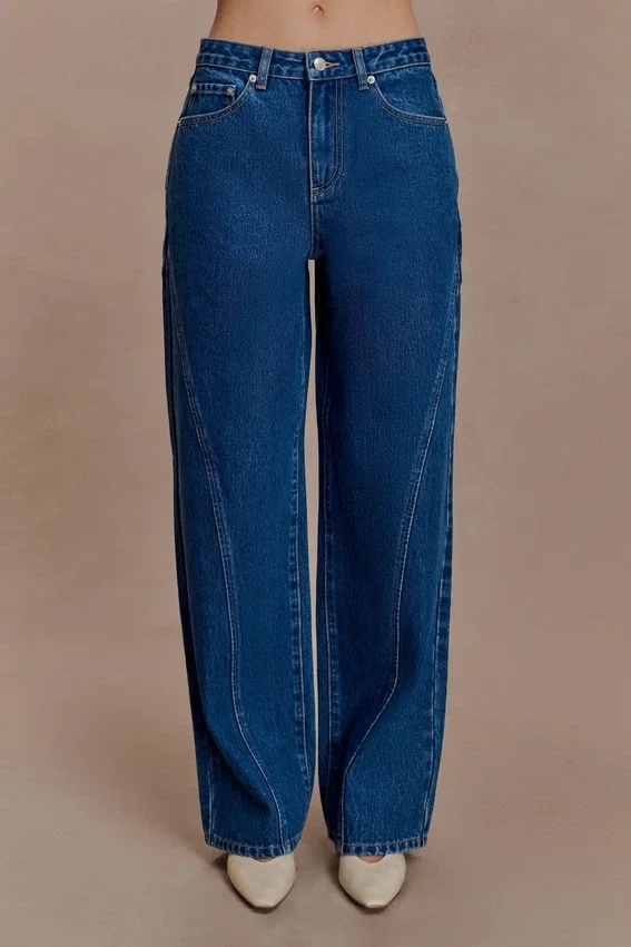Georgette Mid Rise Paneled Denim Jeans – Dark Blue Georgette Mid Rise Paneled Denim Jeans – Dark Blue