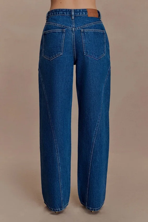 Georgette Mid Rise Paneled Denim Jeans – Dark Blue Georgette Mid Rise Paneled Denim Jeans – Dark Blue