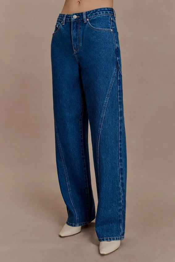 Georgette Mid Rise Paneled Denim Jeans – Dark Blue Georgette Mid Rise Paneled Denim Jeans – Dark Blue