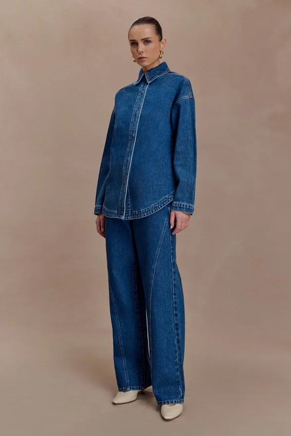 Georgette Mid Rise Paneled Denim Jeans – Dark Blue Georgette Mid Rise Paneled Denim Jeans – Dark Blue