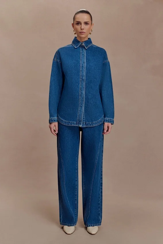 Georgette Mid Rise Paneled Denim Jeans – Dark Blue Georgette Mid Rise Paneled Denim Jeans – Dark Blue