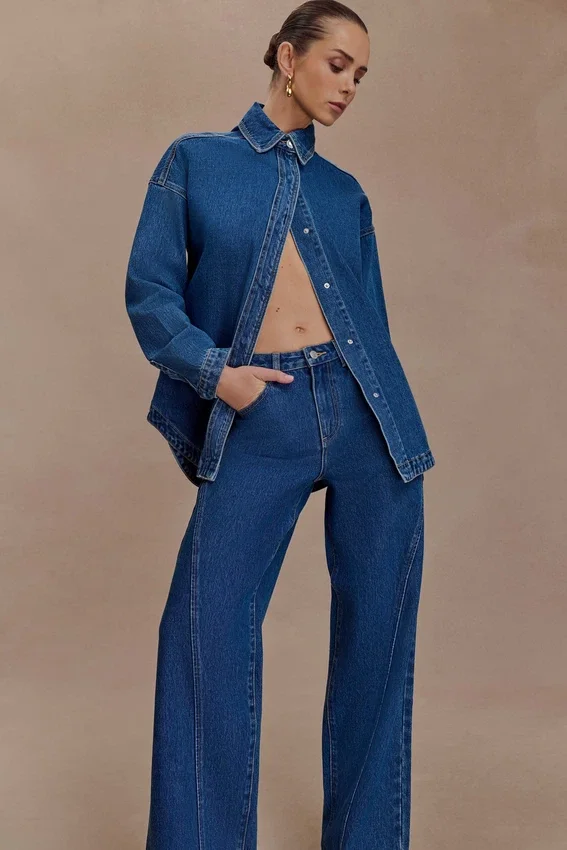 Georgette Mid Rise Paneled Denim Jeans – Dark Blue Georgette Mid Rise Paneled Denim Jeans – Dark Blue