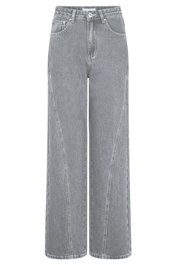 Georgette Mid Rise Paneled Denim Jeans – Grey Georgette Mid Rise Paneled Denim Jeans – Grey