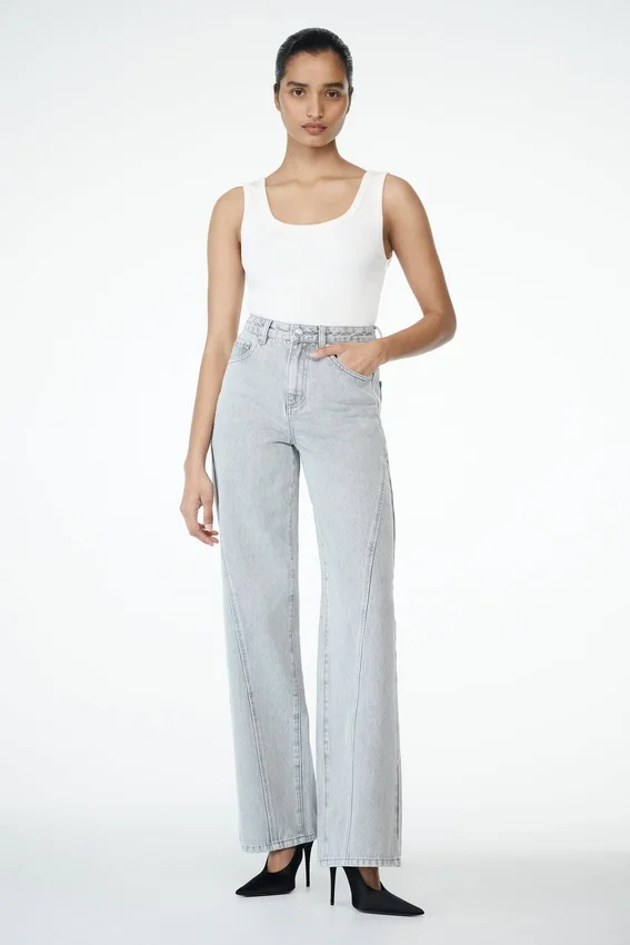 Georgette Mid Rise Paneled Denim Jeans – Grey Georgette Mid Rise Paneled Denim Jeans – Grey