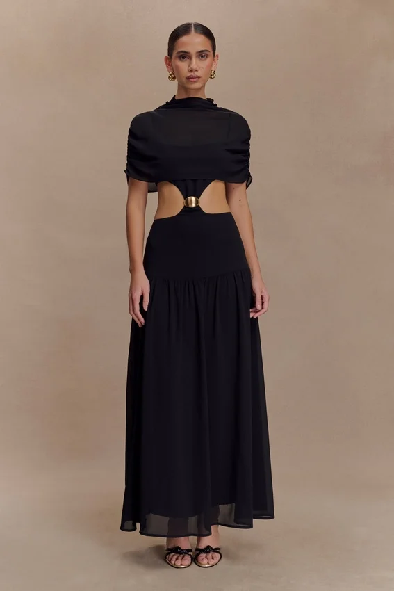 Georgina Chiffon Midi Dress – Black Georgina Chiffon Midi Dress – Black