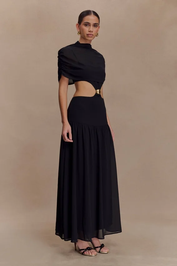 Georgina Chiffon Midi Dress – Black Georgina Chiffon Midi Dress – Black