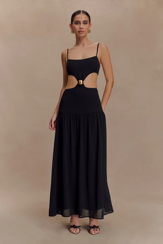 Georgina Chiffon Midi Dress – Black Georgina Chiffon Midi Dress – Black