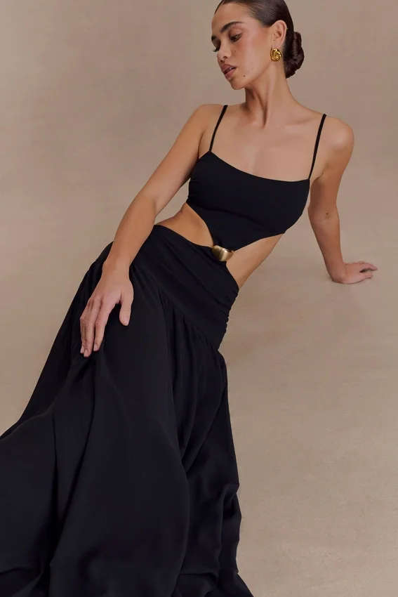 Georgina Chiffon Midi Dress – Black Georgina Chiffon Midi Dress – Black
