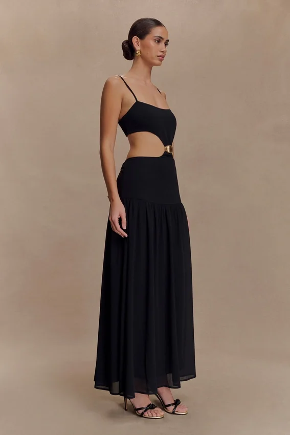 Georgina Chiffon Midi Dress – Black Georgina Chiffon Midi Dress – Black