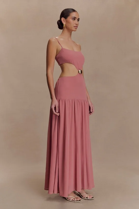 Georgina Chiffon Midi Dress – Burnt Rose Georgina Chiffon Midi Dress – Burnt Rose