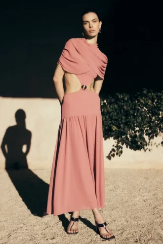 Georgina Chiffon Midi Dress – Burnt Rose
