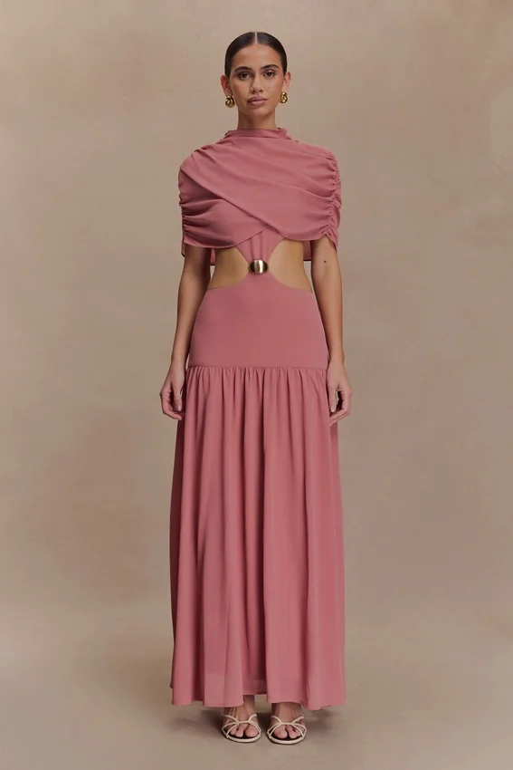 Georgina Chiffon Midi Dress – Burnt Rose Georgina Chiffon Midi Dress – Burnt Rose