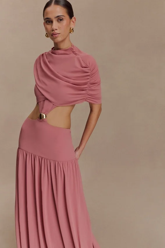 Georgina Chiffon Midi Dress – Burnt Rose Georgina Chiffon Midi Dress – Burnt Rose