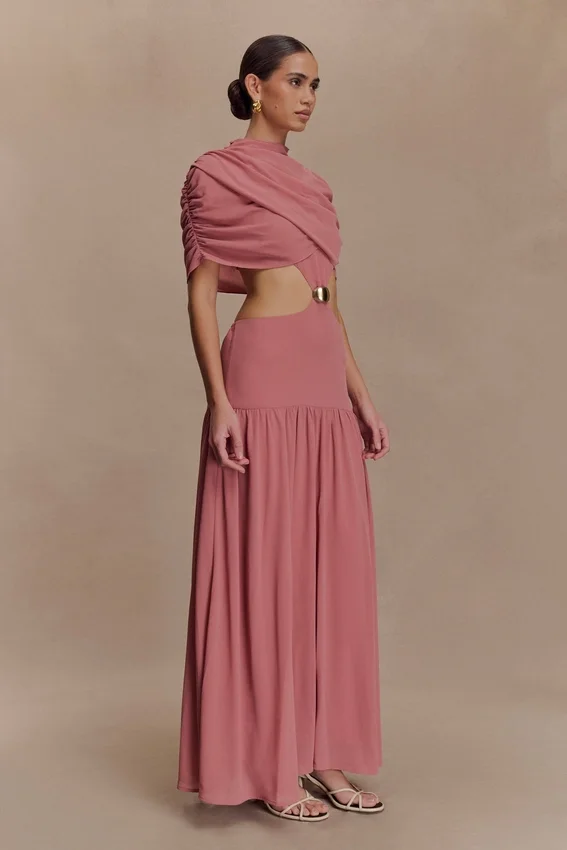 Georgina Chiffon Midi Dress – Burnt Rose Georgina Chiffon Midi Dress – Burnt Rose