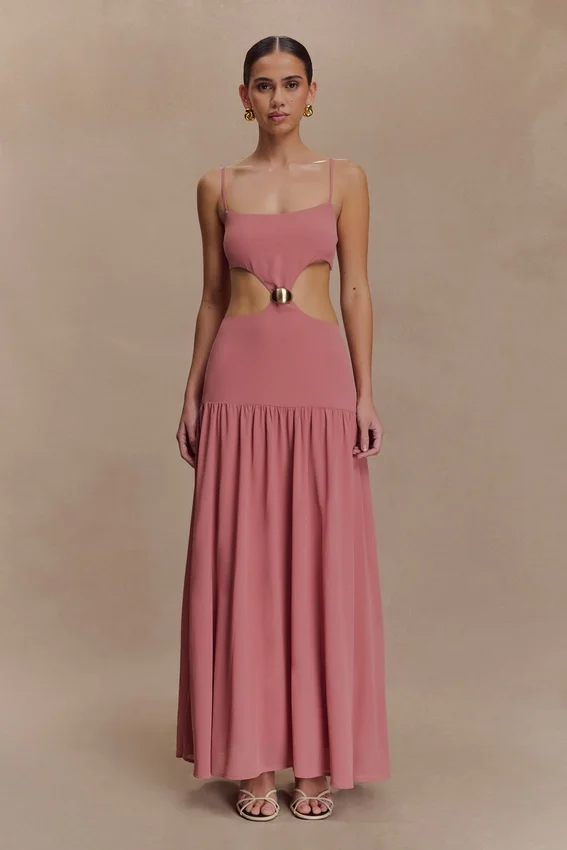 Georgina Chiffon Midi Dress – Burnt Rose Georgina Chiffon Midi Dress – Burnt Rose