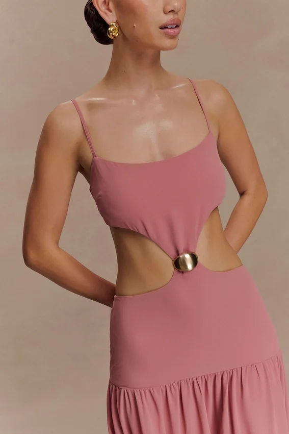 Georgina Chiffon Midi Dress – Burnt Rose Georgina Chiffon Midi Dress – Burnt Rose