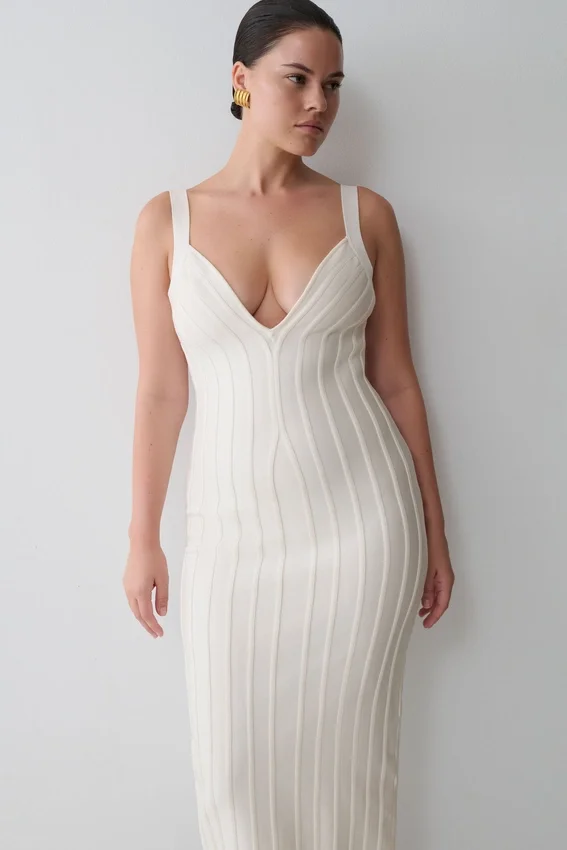 Gia Bandage Knit Midi Dress – Ivory Gia Bandage Knit Midi Dress – Ivory
