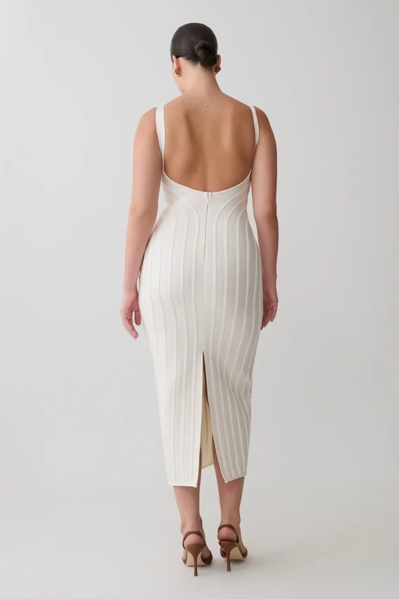 Gia Bandage Knit Midi Dress – Ivory Gia Bandage Knit Midi Dress – Ivory