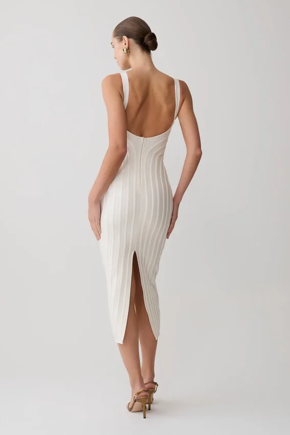 Gia Bandage Knit Midi Dress – Ivory Gia Bandage Knit Midi Dress – Ivory
