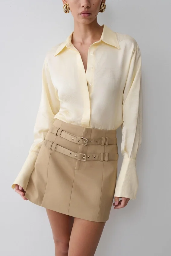 Marielle Double Belt Mini Skirt – Taupe Marielle Double Belt Mini Skirt – Taupe