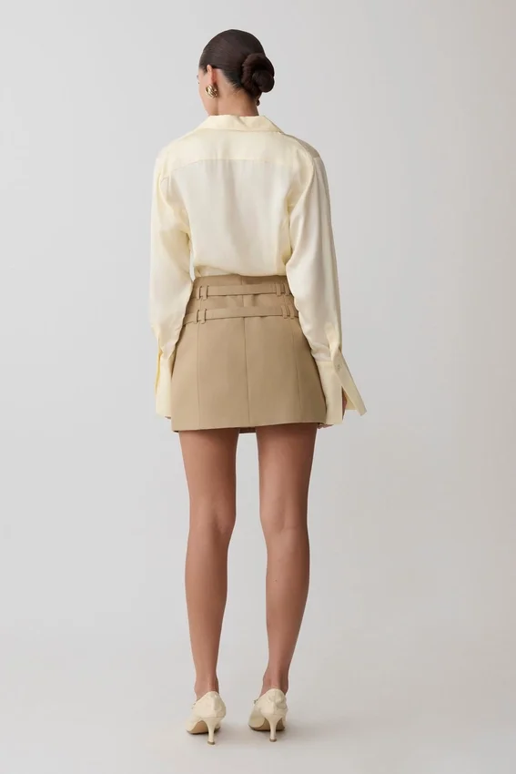 Marielle Double Belt Mini Skirt – Taupe Marielle Double Belt Mini Skirt – Taupe