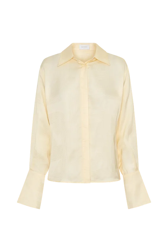 Gia Long Sleeve Satin Shirt – Buttermilk Gia Long Sleeve Satin Shirt – Buttermilk