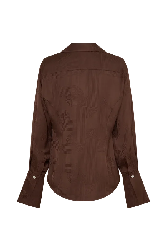 Gia Long Sleeve Satin Shirt – Chocolate Gia Long Sleeve Satin Shirt – Chocolate