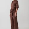 Gia Wrapped Tie Satin Pants – Chocolate