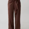Gia Wrapped Tie Satin Pants – Chocolate