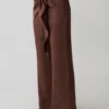 Gia Wrapped Tie Satin Pants – Chocolate