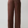 Gia Wrapped Tie Satin Pants – Chocolate