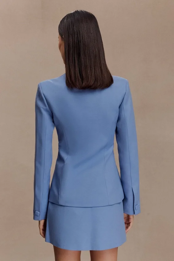 Christel Suiting Fitted Blazer – Ocean Blue Christel Suiting Fitted Blazer – Ocean Blue