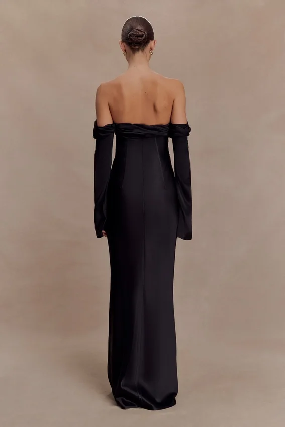 Giselle Off Shoulder Cowl Neck Maxi Dress – Black Giselle Off Shoulder Cowl Neck Maxi Dress – Black