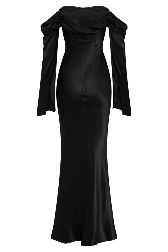 Giselle Off Shoulder Cowl Neck Maxi Dress – Black Giselle Off Shoulder Cowl Neck Maxi Dress – Black